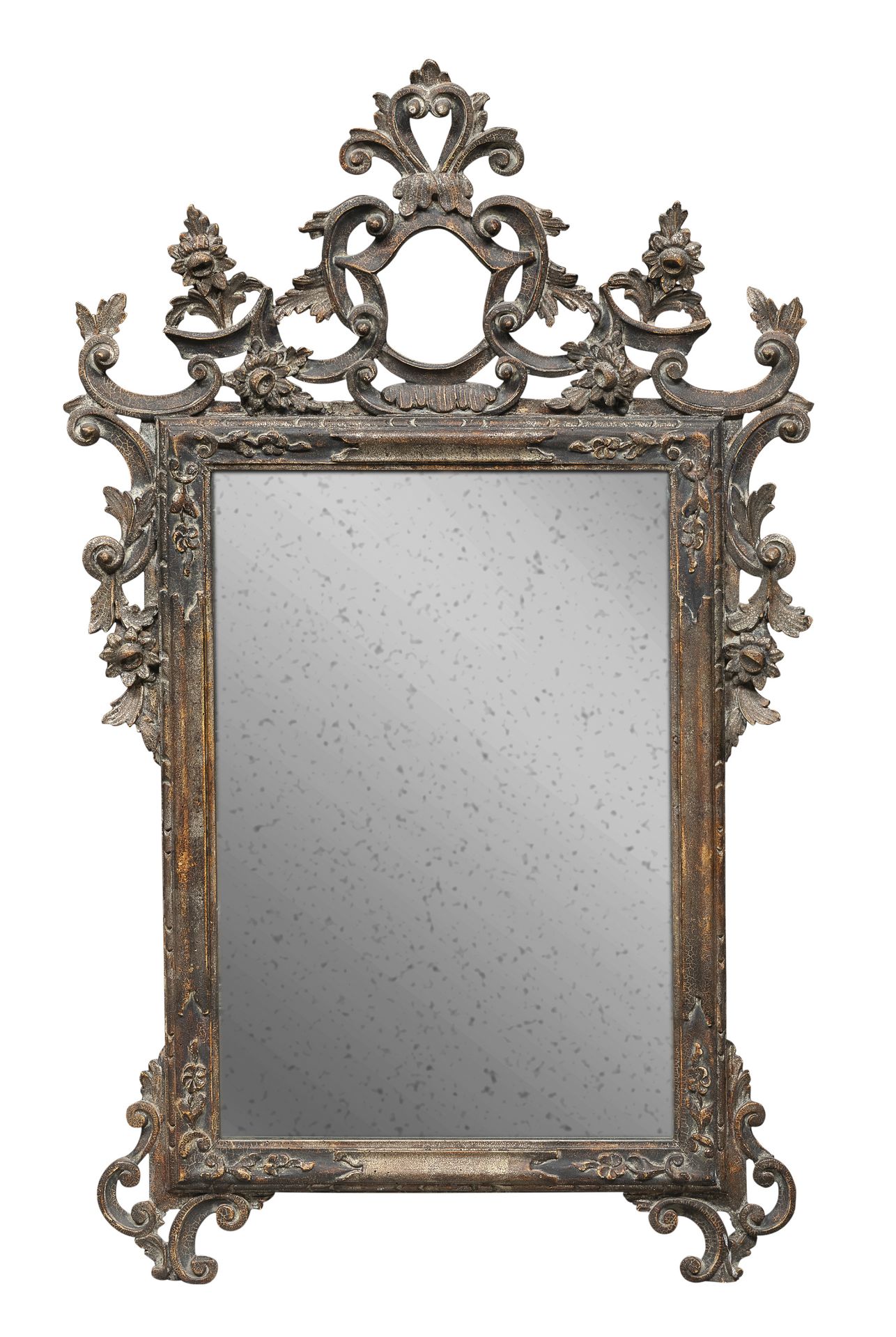 SILVER-PLATED WOOD MIRROR END OF THE 19TH CENTURY