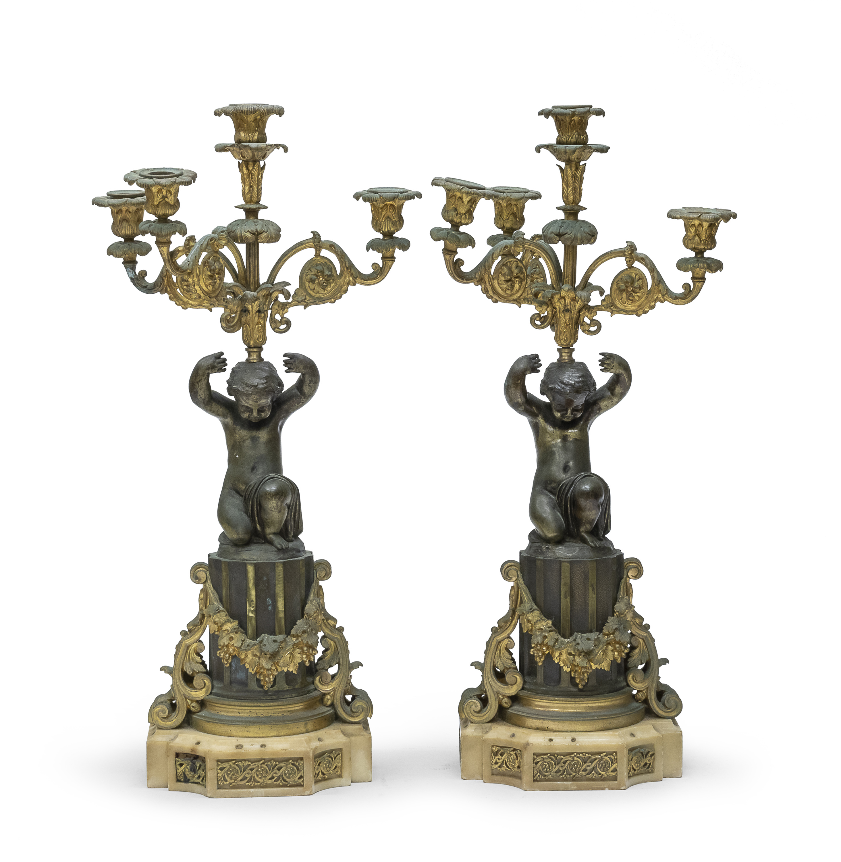 BEAUTIFUL PAIR OF BRONZE CANDELABRA 19th CENTURY