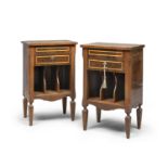 PAIR OF WALNUT BEDSIDE TABLES 19TH CENTURY