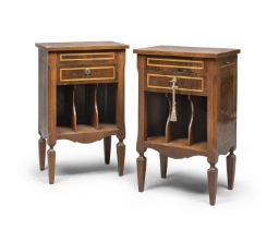 PAIR OF WALNUT BEDSIDE TABLES 19TH CENTURY