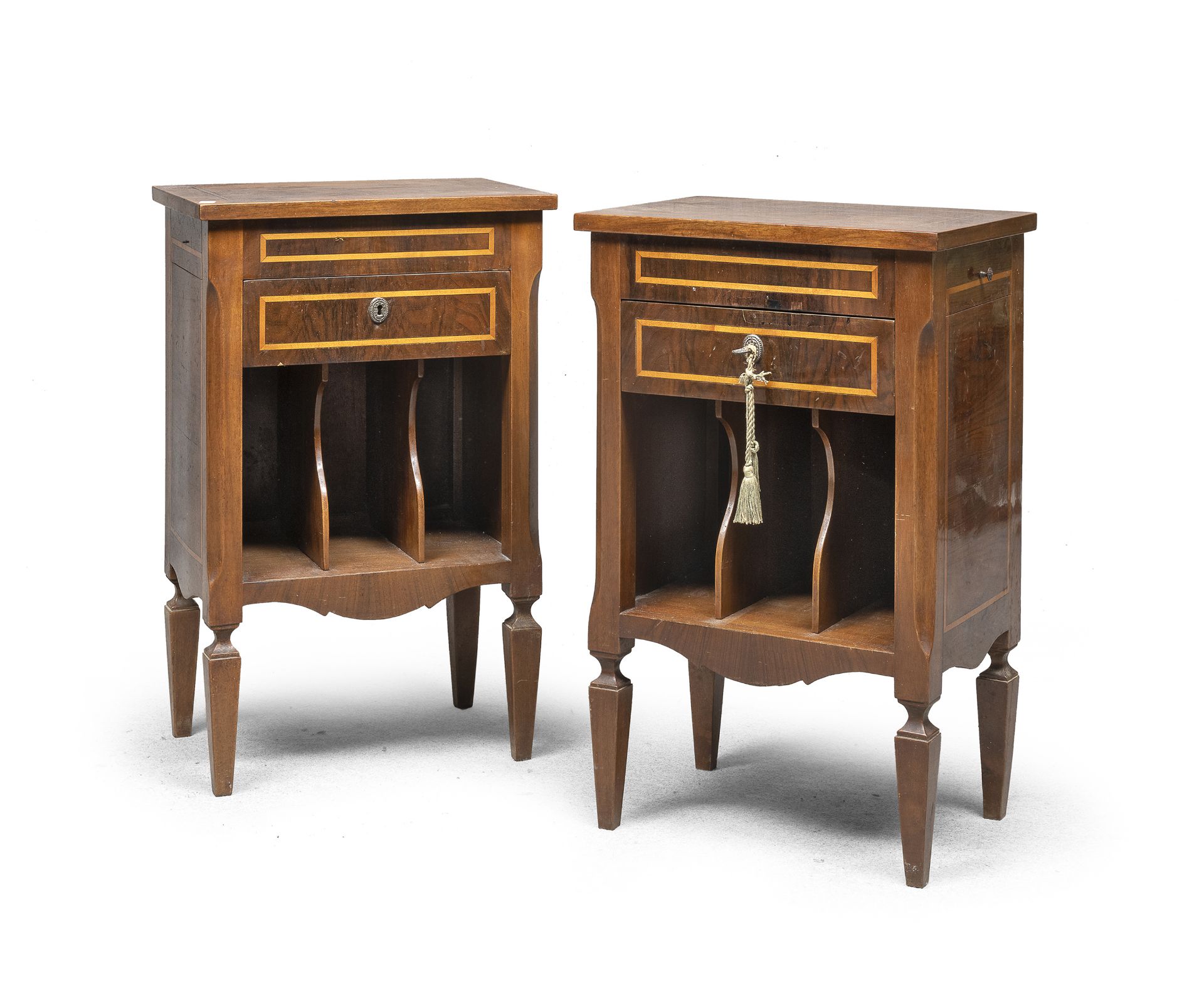 PAIR OF WALNUT BEDSIDE TABLES 19TH CENTURY