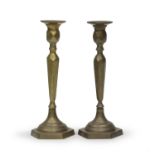 PAIR OF SMALL BURNISHED BRONZE CANDLESTICKS 19th CENTURY