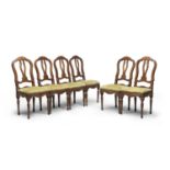 SIX WALNUT CHAIRS LOMBARDY EARLY 19TH CENTURY