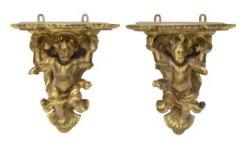 PAIR OF GILTWOOD SHELVES END OF THE 18TH CENTURY