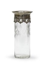 CRYSTAL AND SILVER-PLATED FLOWER VASE 20TH CENTURY