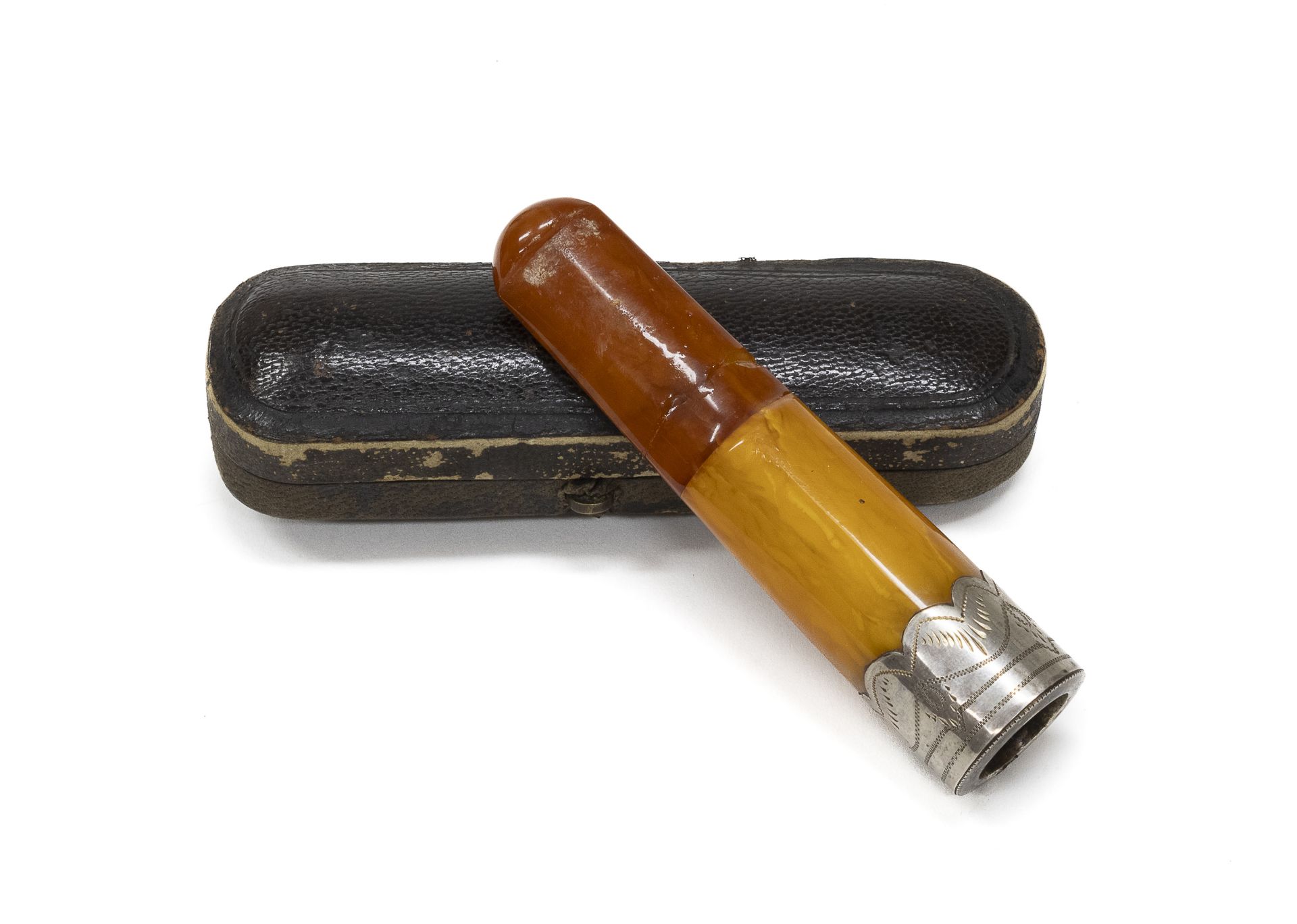 CARNELIAN AND SILVER MOUTHPIECE END OF THE 19TH CENTURY