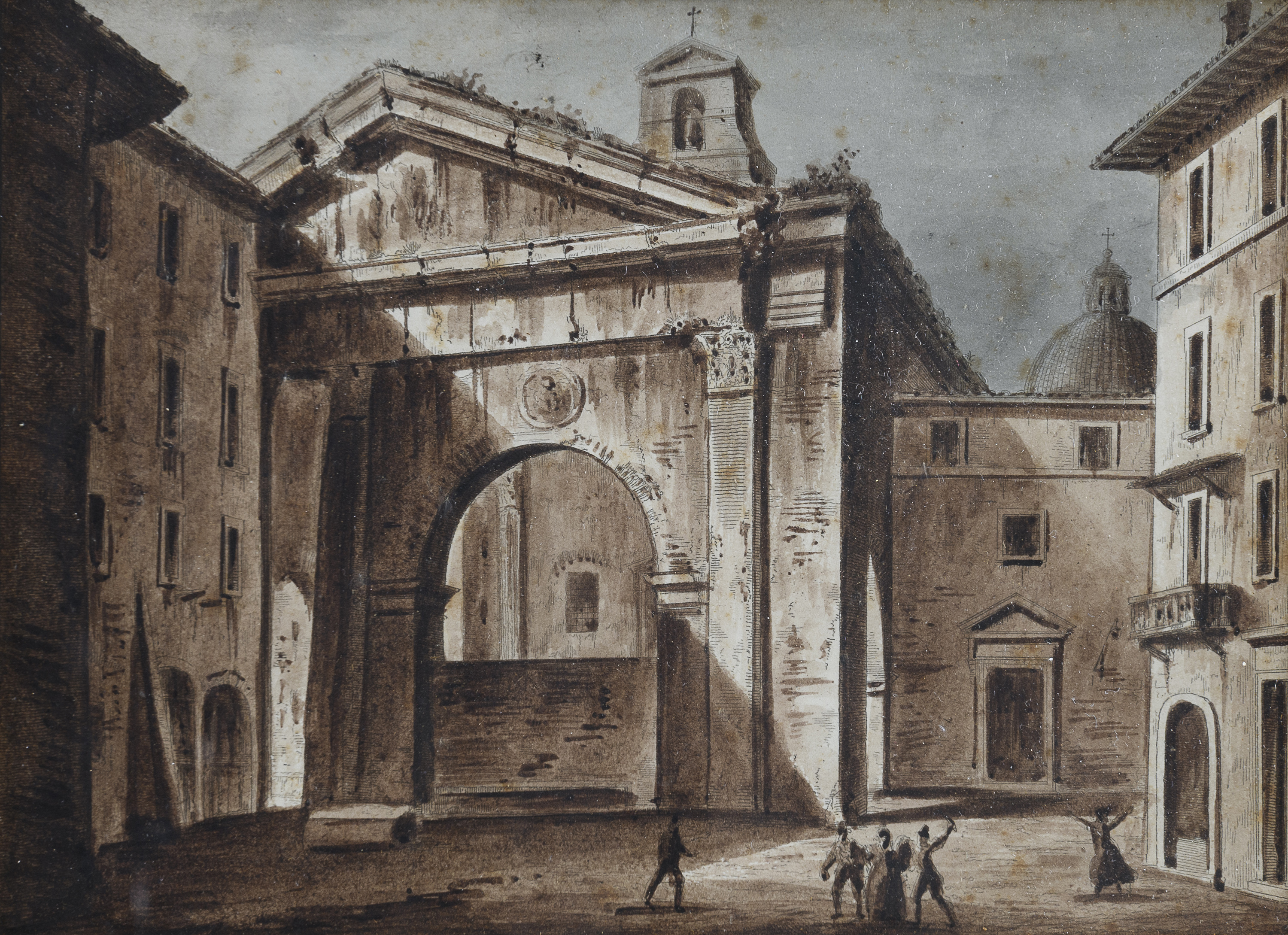 ROMAN SEPIA DRAWING EARLY 19TH CENTURY