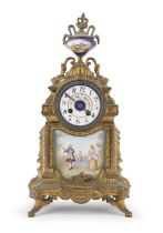 METAL AND PORCELAIN TABLE CLOCK 19th CENTURY FRANCE