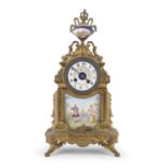 METAL AND PORCELAIN TABLE CLOCK 19th CENTURY FRANCE