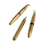 THREE GOLD MECHANICALPENCILS 20TH CENTURY