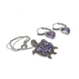 SET OF SILVER NECKLACE AND EARRINGS WITH AMETHYSTS