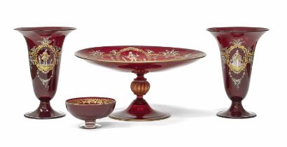 RUBY GLASS SET VENICE EARLY 20TH CENTURY