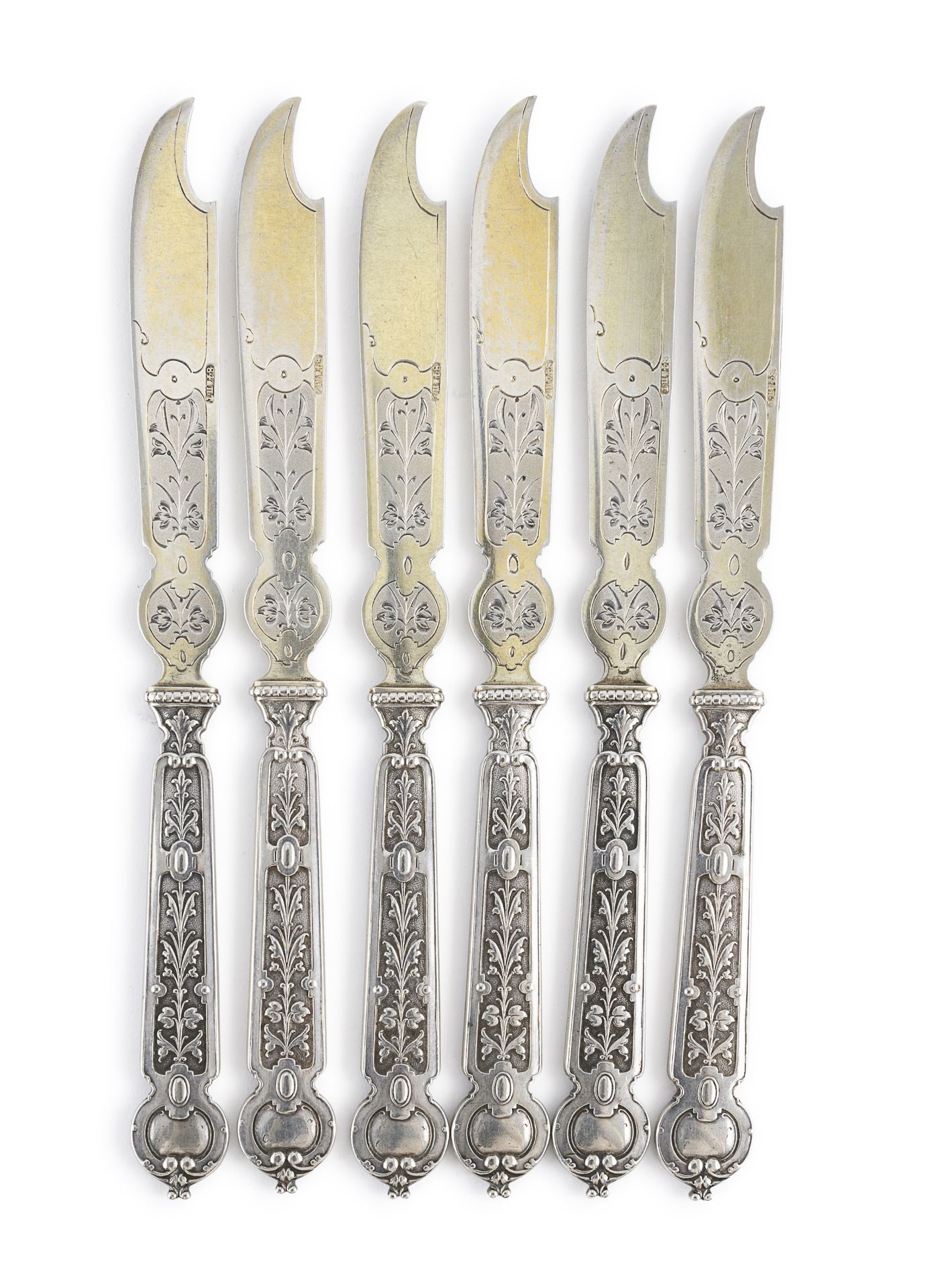 SIX SILVER BUTTER KNIVES AUSTRO-HUNGARIA 19th CENTURY
