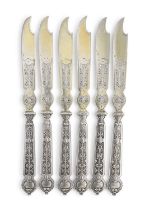 SIX SILVER BUTTER KNIVES AUSTRO-HUNGARIA 19th CENTURY