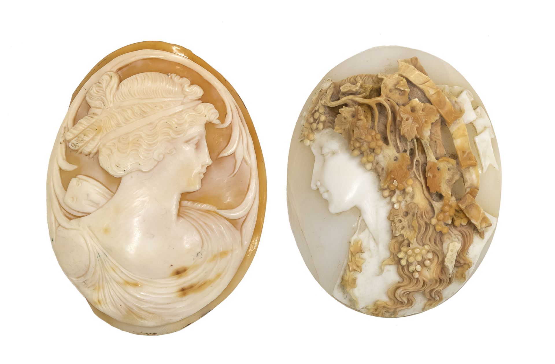 TWO CARNELIAN CAMEOS EARLY 20TH CENTURY