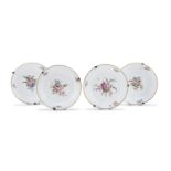 FOUR PORCELAIN PLATES PROBABLY EARLY 19TH CENTURY SHOWER PLATES