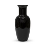 BLACK OPALINE VASE MURANO MANUFACTURE 1980s