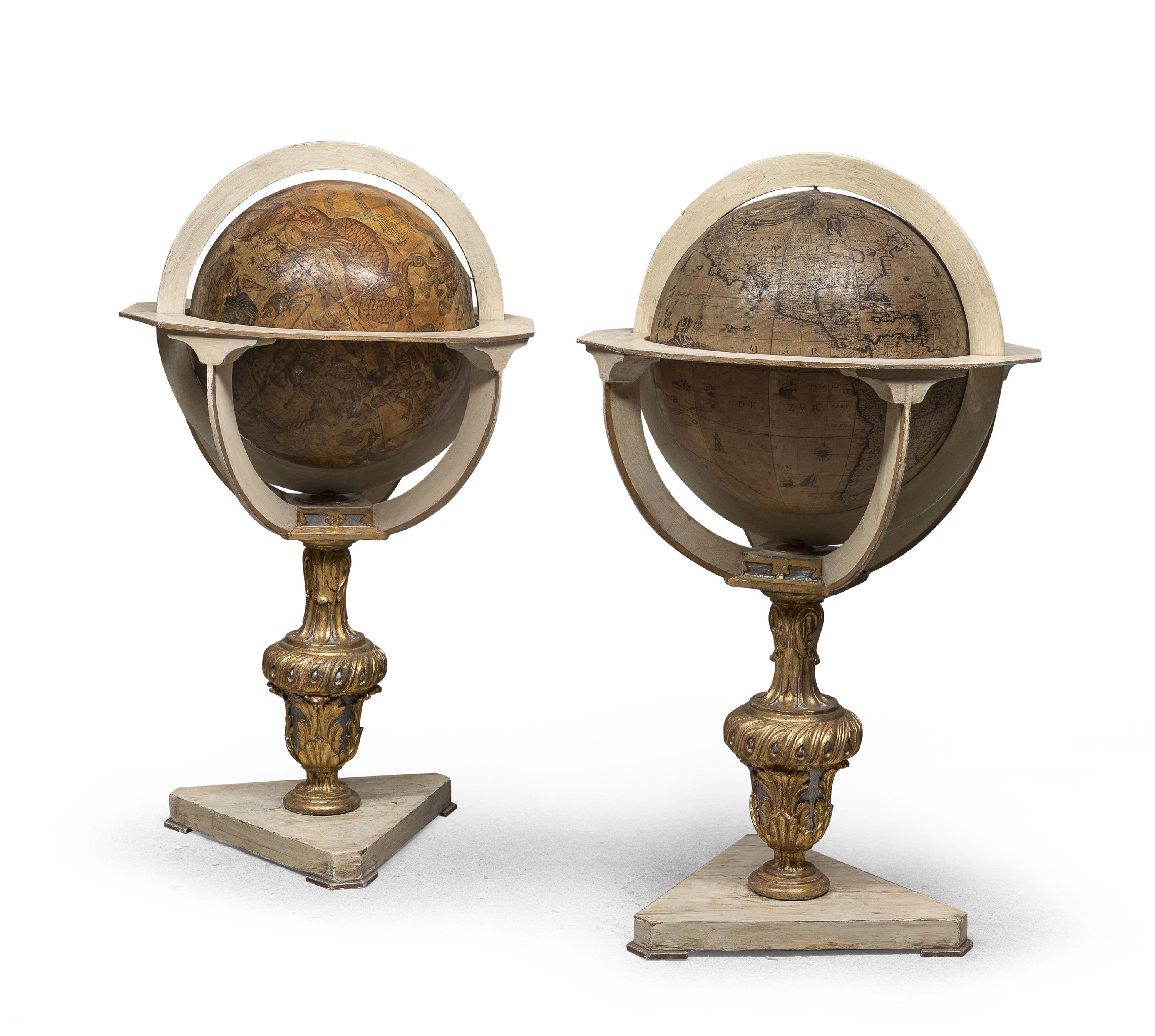 RARE PAIR OF CELESTIAL AND TERRESTRIAL GLOBES MATTHAUS GREUTER 1632