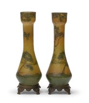 PAIR OF GLASS PASTE VASES LEGRAS EARLY 20TH CENTURY