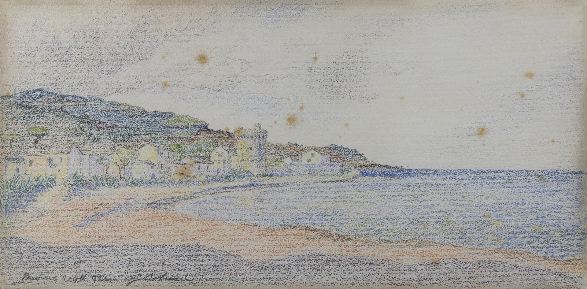 PASTEL AND PENCIL DRAWING BY GUIDO COLUCCI 1921