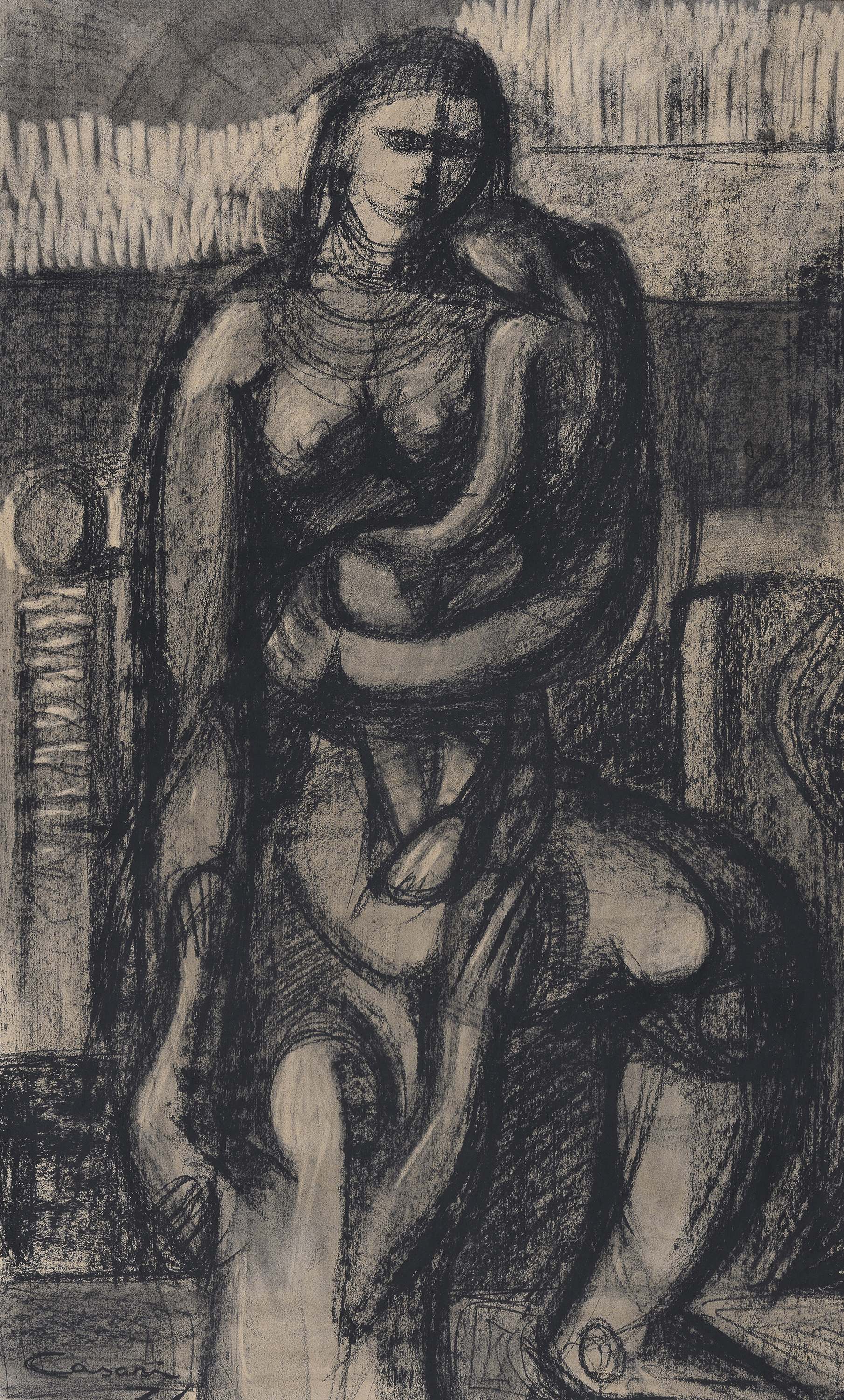 TWENTIETH CENTURY CHARCOAL DRAWING