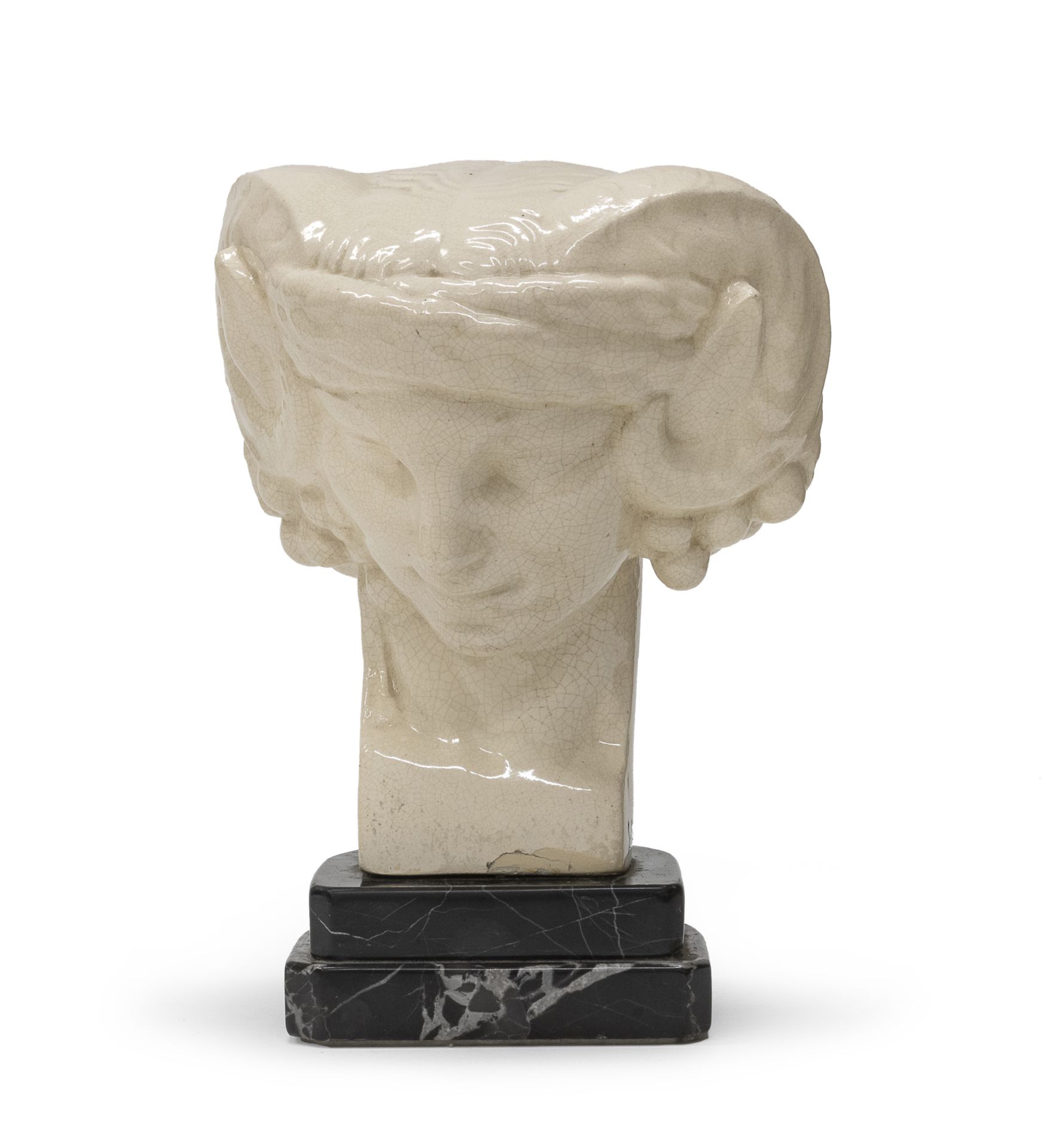 CERAMIC HEAD BY SIMEON CHARLES FOUCAULT EARLY 20TH CENTURY