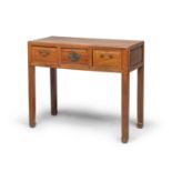 A CHINESE YUMO WOOD DESK TABLE. HALF 20TH CENTURY.