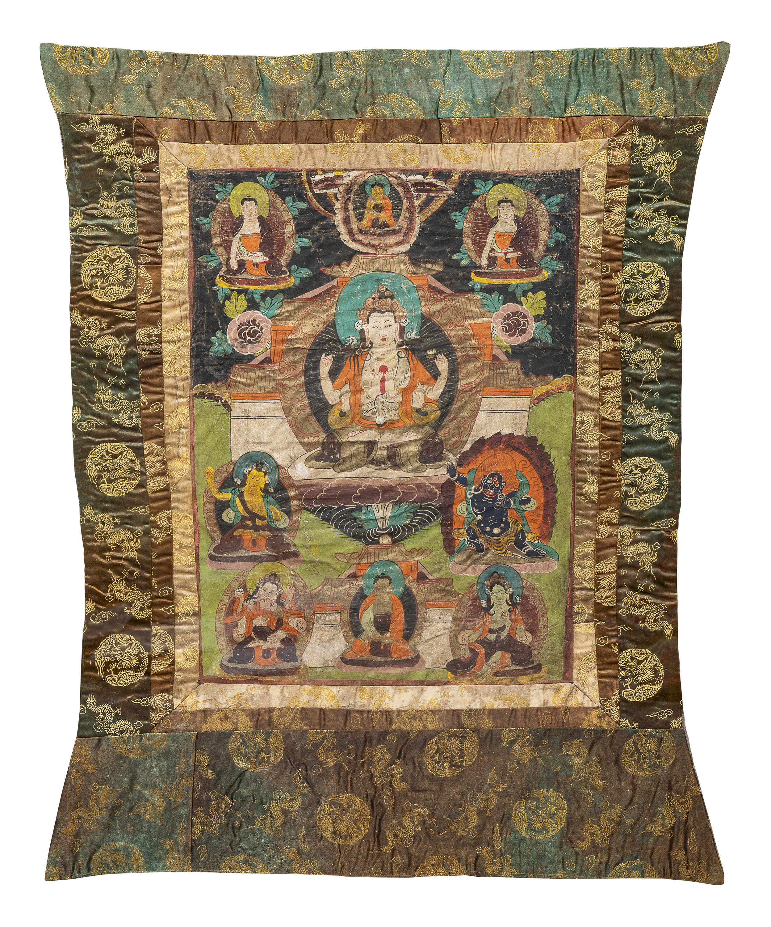 A PAIR OF TANKA ON SILK. PROBABLY TIBET EARLY 20TH CENTURY. - Image 2 of 2