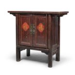 A CHINESE PAINTED YUMO WOOD SIDEBOARD. 19TH CENTURY.
