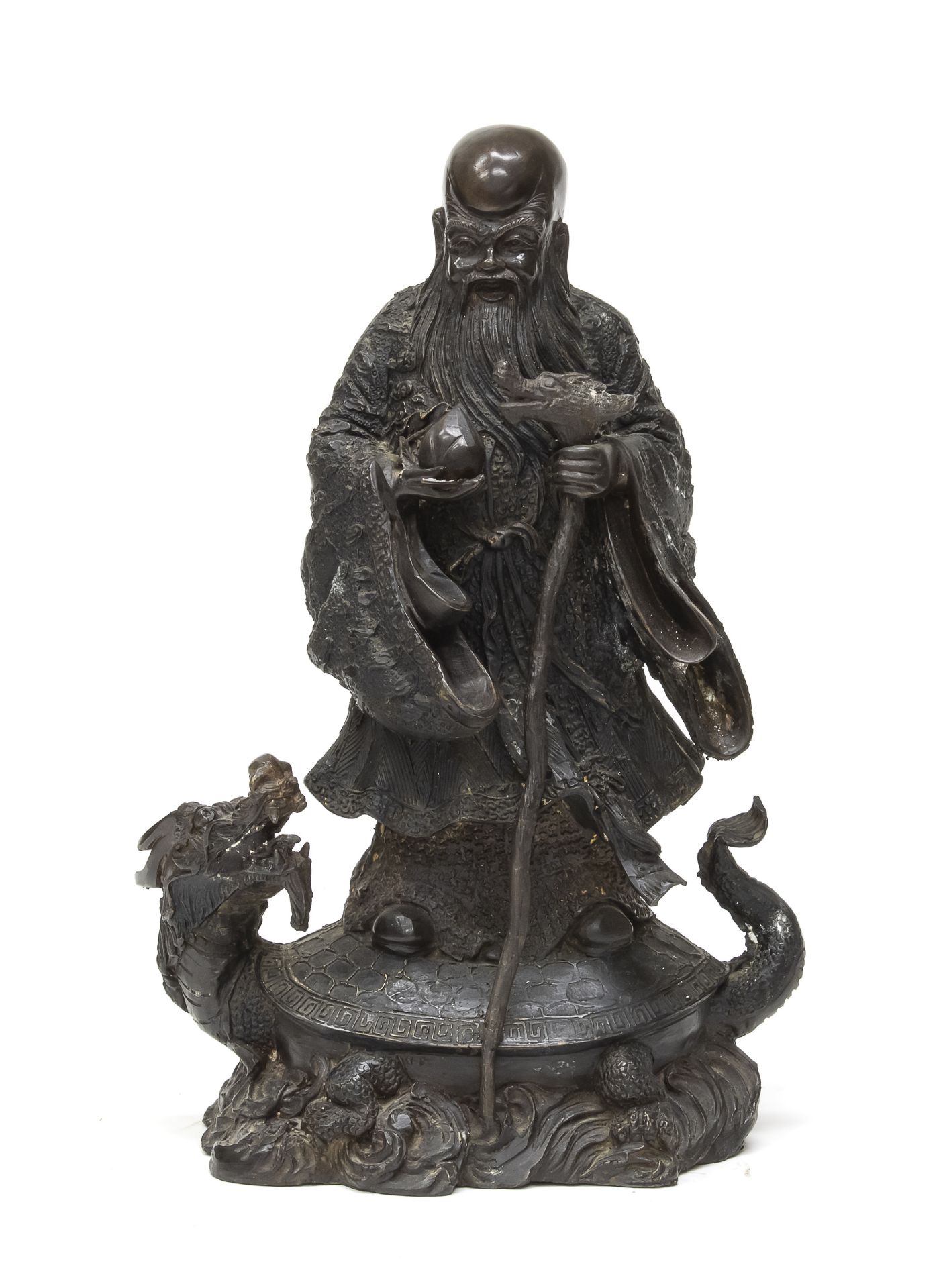 A CHINESE BRONZE SCULPTURE OF SHOU XING. EARLY 20TH CENTURY.