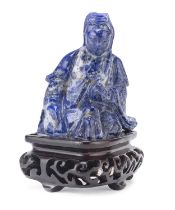 A CHINESE LAPIS LAZULI SCULPTURE OF GUANYIN 20TH CENTURY.