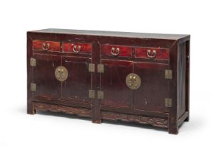 A CHINESE ELM WOOD SIDEBOARD. END 19TH CENTURY.