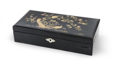 A BIG JAPANESE BLACK LACQUER WOOD BOX FIRST HALF 20TH CENTURY.