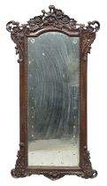 A FAR EASTERN MAHOGANY MIRROR. 20TH CENTURY.