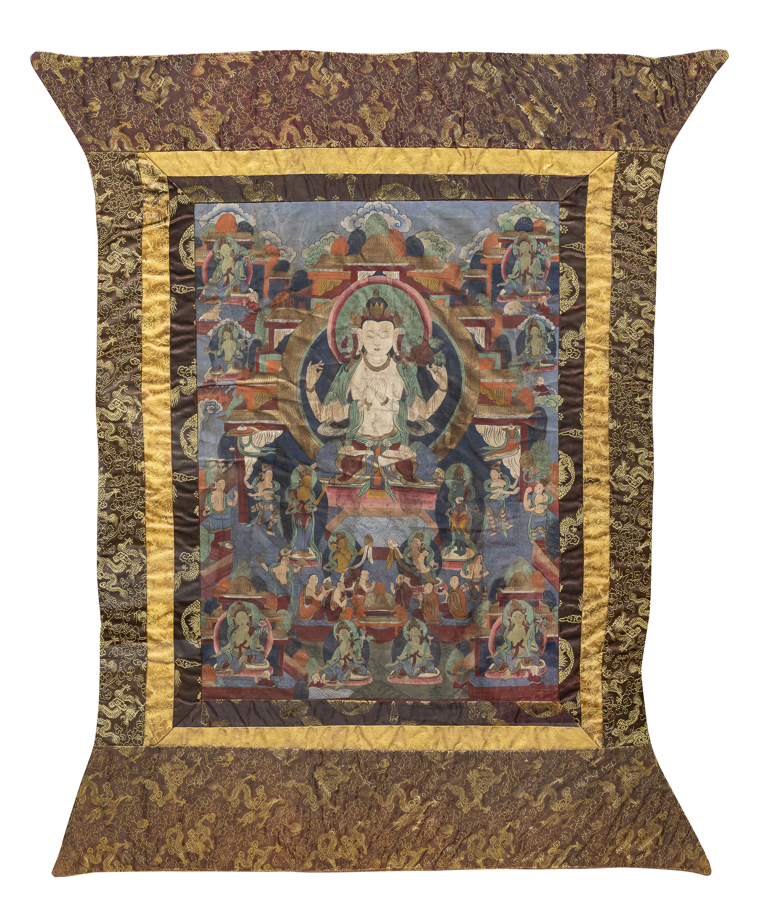 A PAIR OF TANKA ON SILK. PROBABLY TIBET EARLY 20TH CENTURY.