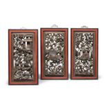 THREE CHINESE CARVED AND GILT WOOD DOORS. EARLY 20TH CENTURY.