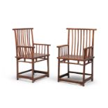 A PAIR OF CHINESE ROSE WOOD ARMCHAIRS. 20TH CENTURY.