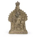 AN INDIAN BRONZE BAS-RELIEF DEPICTING VEERABHADRA. EARLY 20TH CENTURY.