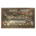 A CHINESE OIL PAINTING 18TH CENTURY. IMPERIAL CELEBRATION. DEFECTS.