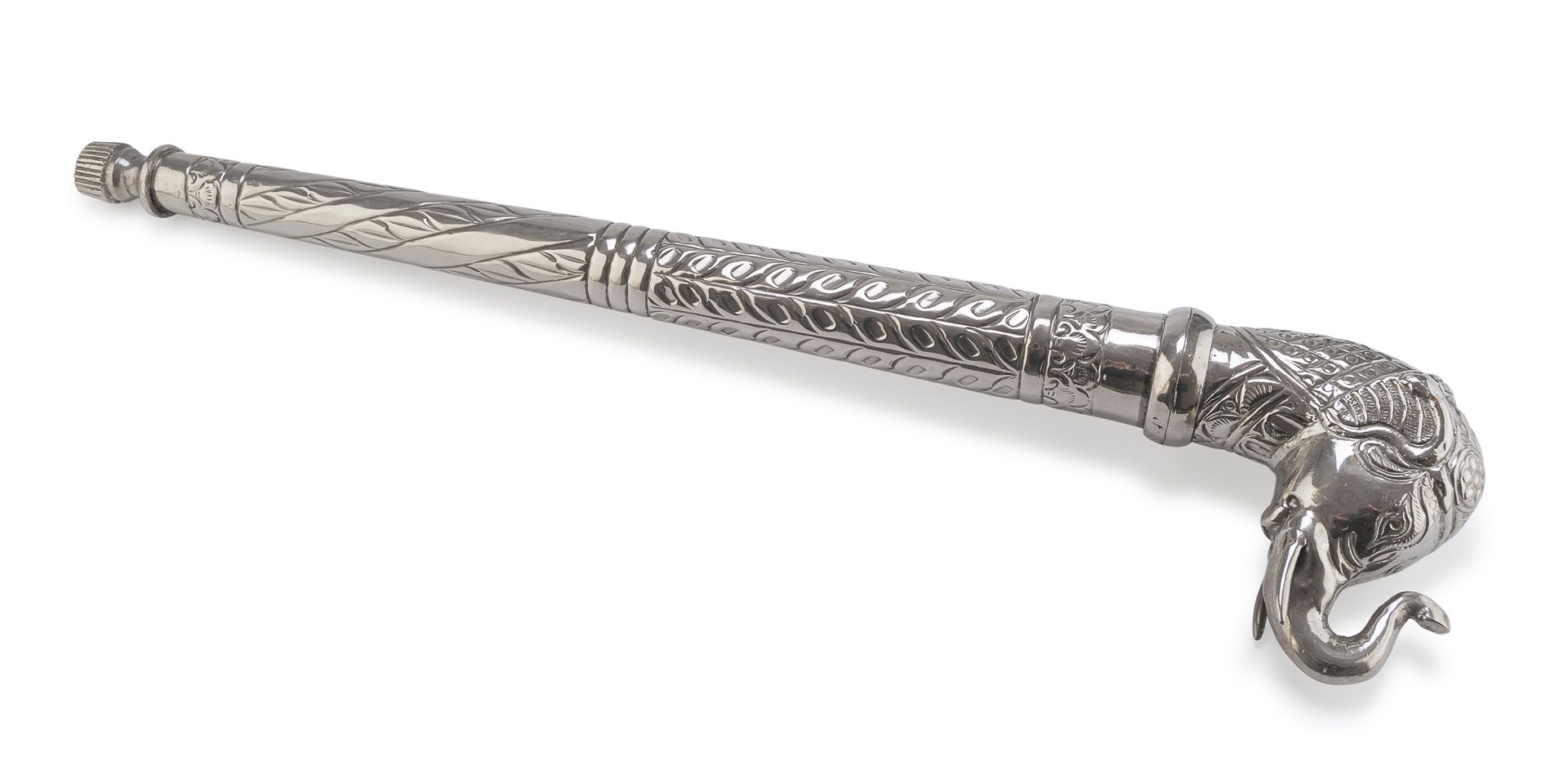 A PROBABLY INDIAN SILVER-PLATED SCEPTER 20TH CENTURY.