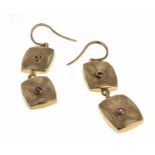 GOLD EARRINGS WITH FOUR SMALL RUBIES