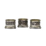 THREE SILVER SALT CELLARS GERMANY END OF THE 19TH CENTURY