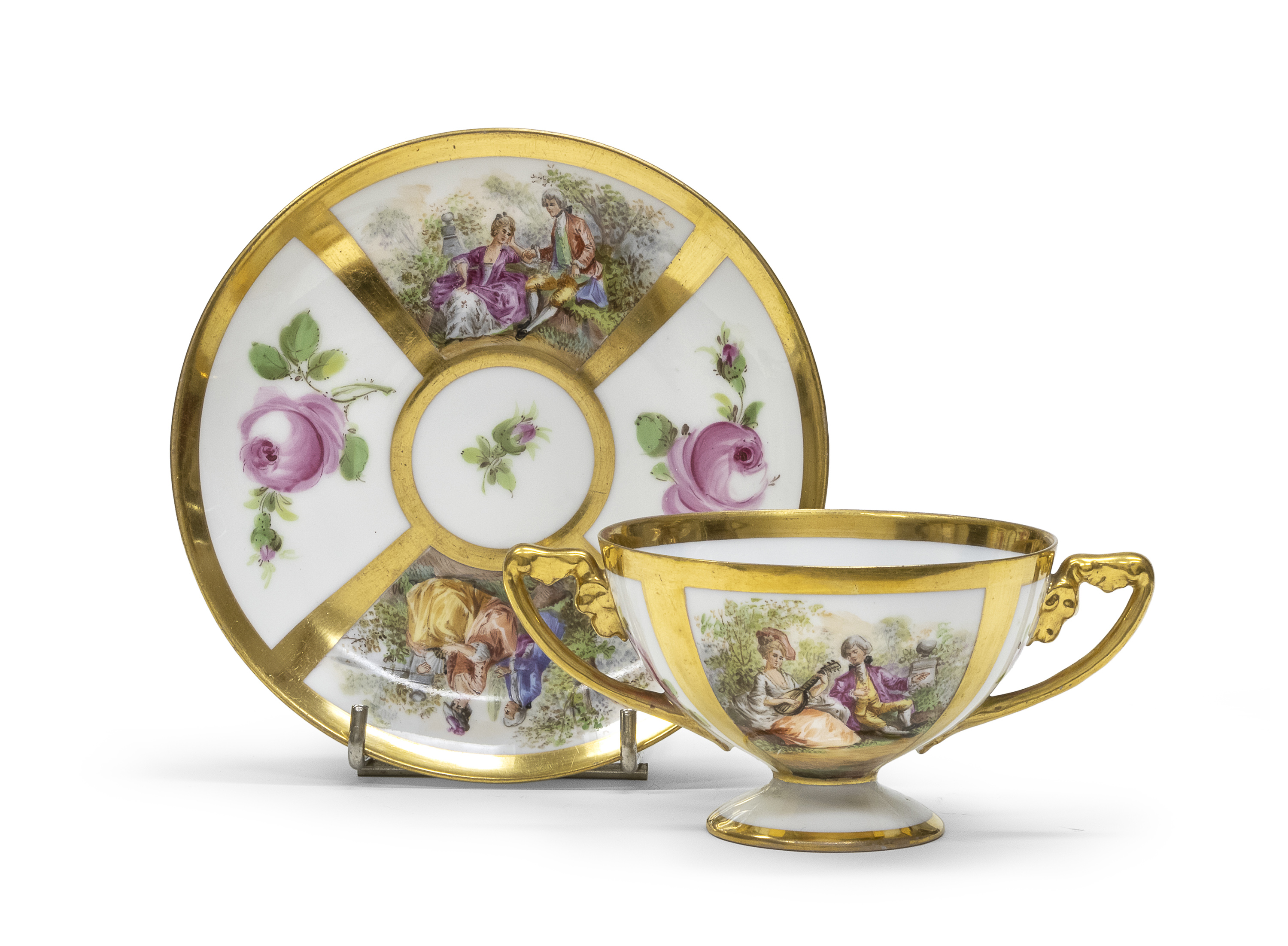 PORCELAIN CUP AND SAUCER FRANCE 20TH CENTURY