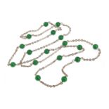SILVER NECKLACE WITH GREEN BEADS