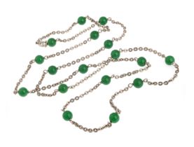 SILVER NECKLACE WITH GREEN BEADS