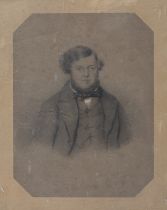 EUROPEAN PENCIL AND CHARCOAL PORTRAIT 19TH CENTURY