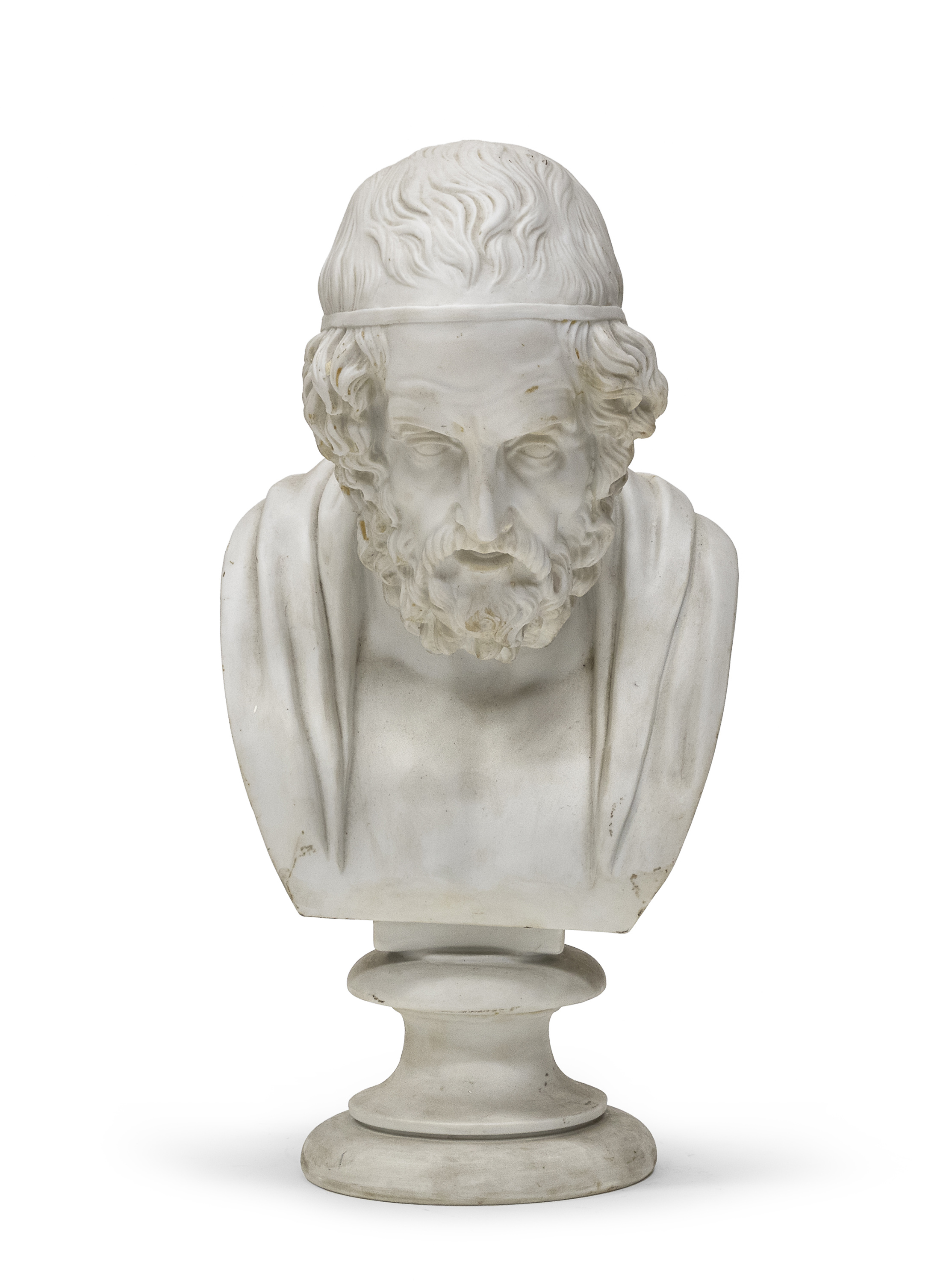 BISCUIT BUST OF HOMER PROBABLY NAPLES 19TH CENTURY