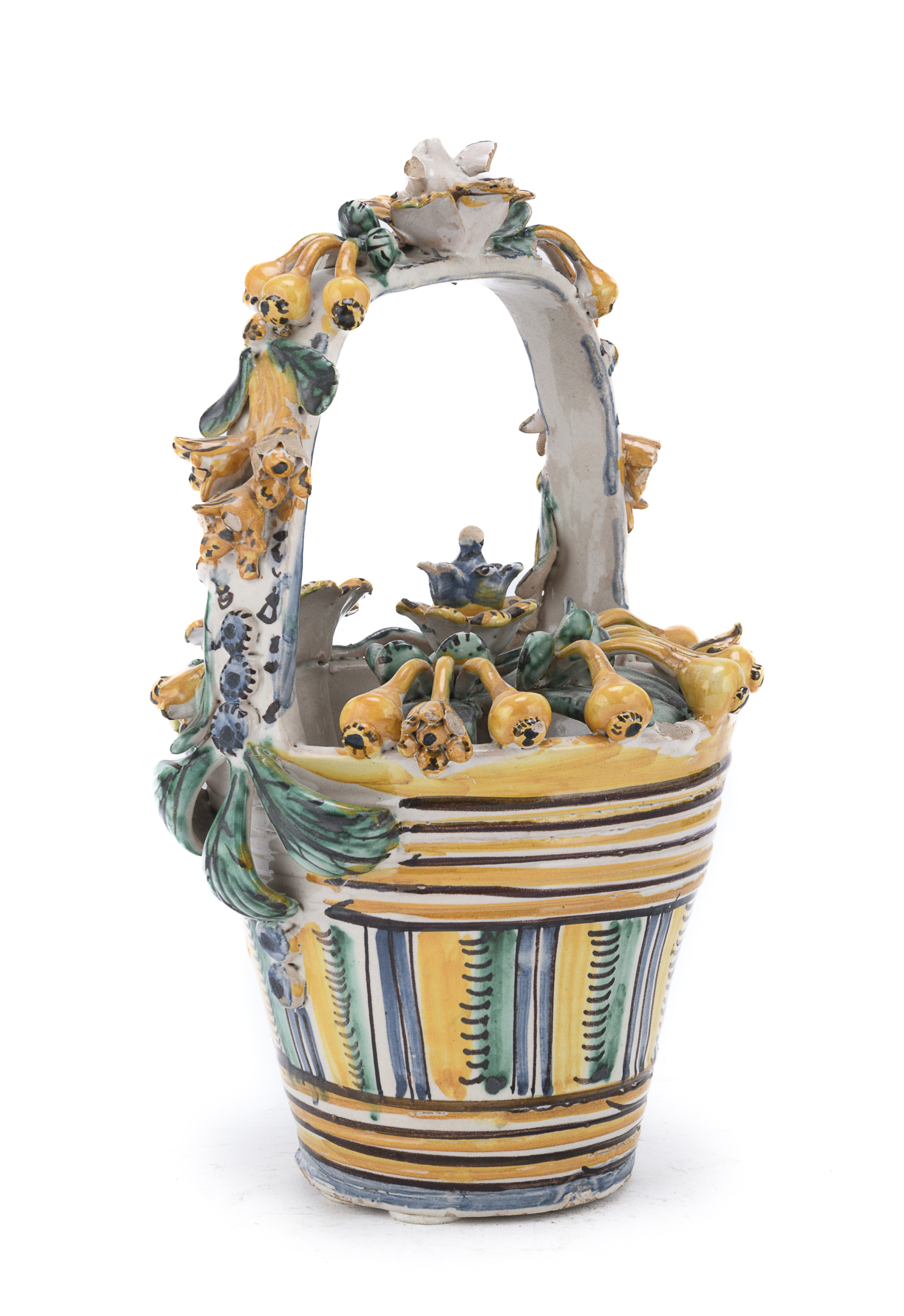 MAIOLICA BASKET ARIANO IRPINO 19TH CENTURY