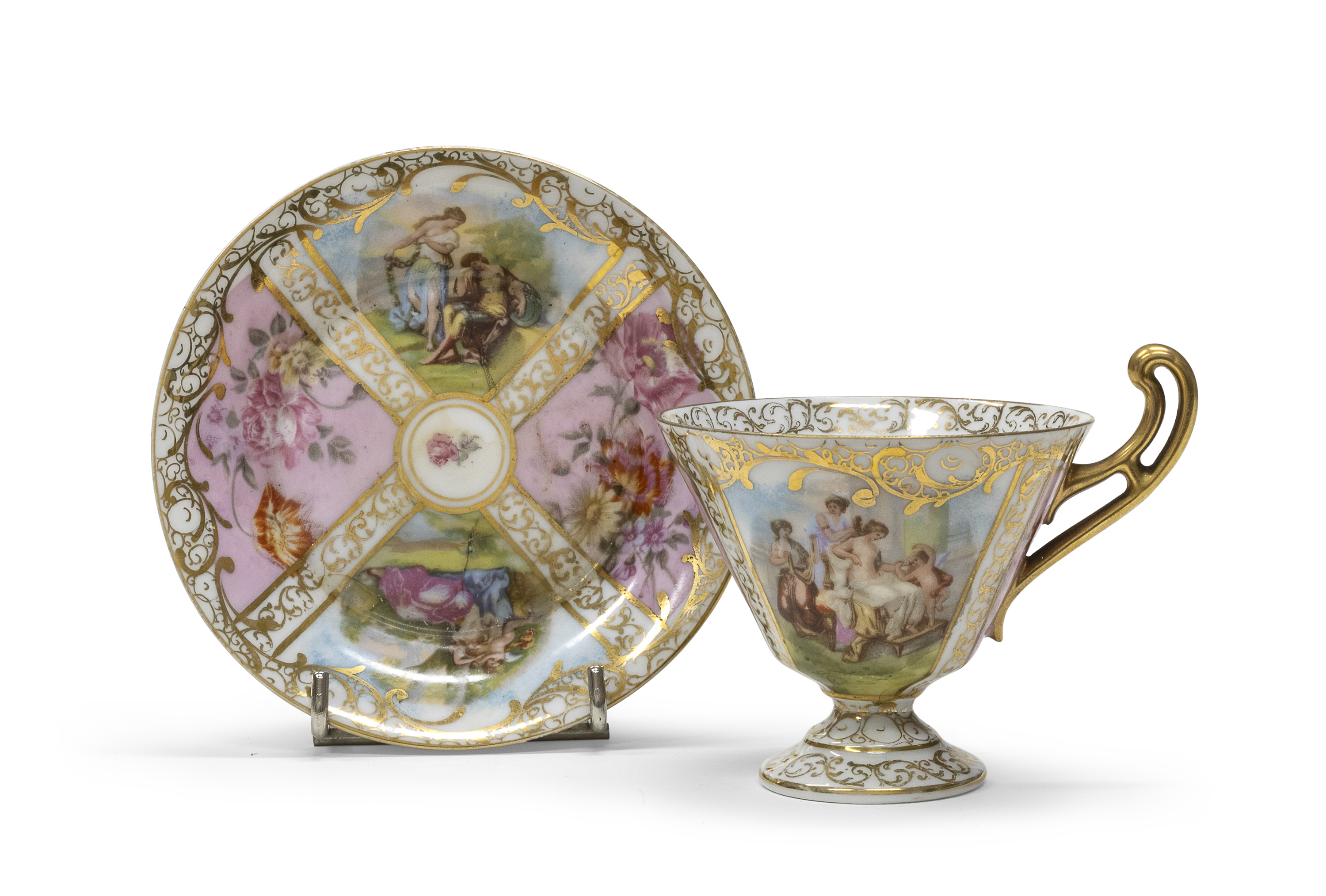 PORCELAIN CUP AND SAUCER 20TH CENTURY