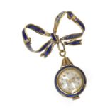 UNUSUAL GOLD BOW-SHAPED BROOCH WITH SMALL WATCH
